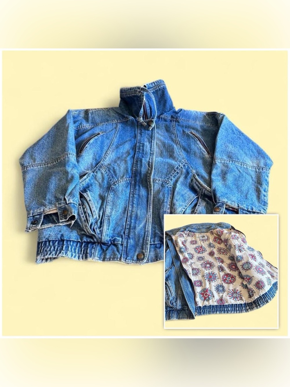 Vintage Current Seen Denim Bomber Jacket Women’s M Faded Blue Full Zip
